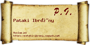 Pataki Ibrány névjegykártya